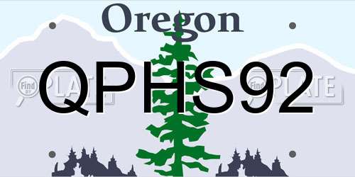 QPHS92 Oregon License Plate