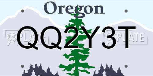 QQ2Y3T Oregon License Plate