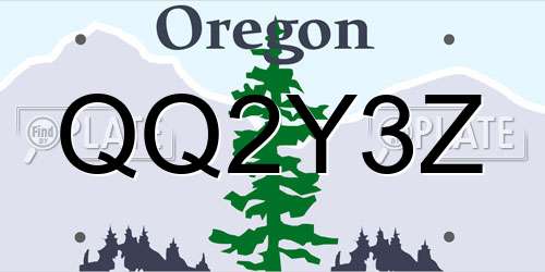 QQ2Y3Z Oregon License Plate
