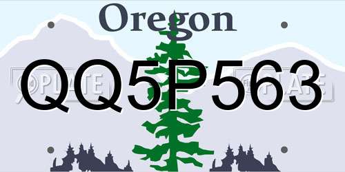 QQ5P563 Oregon License Plate