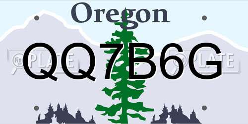 QQ7B6G Oregon License Plate