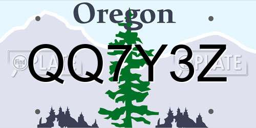 QQ7Y3Z Oregon License Plate