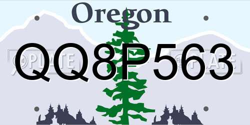 QQ8P563 Oregon License Plate