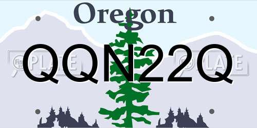 QQN22Q Oregon License Plate