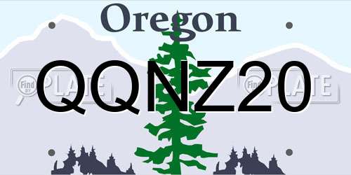 QQNZ20 Oregon License Plate
