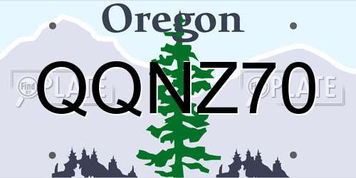 QQNZ70 Oregon License Plate