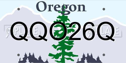QQO26Q Oregon License Plate