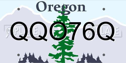 QQO76Q Oregon License Plate