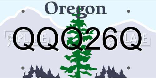 QQQ26Q Oregon License Plate