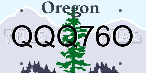 QQQ76O Oregon License Plate