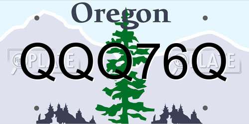 QQQ76Q Oregon License Plate
