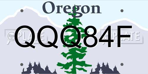 QQQ84F Oregon License Plate