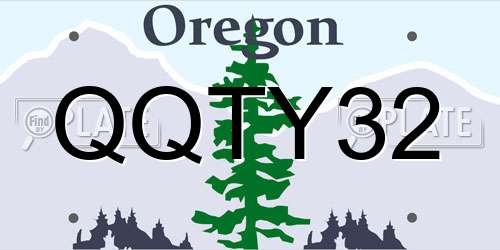 QQTY32 Oregon License Plate