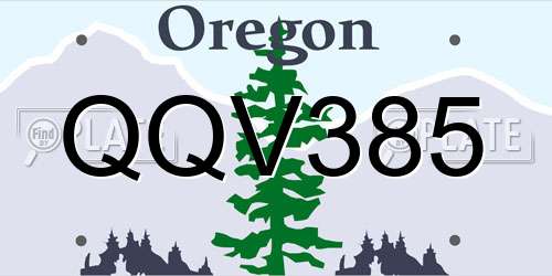 QQV385 Oregon License Plate