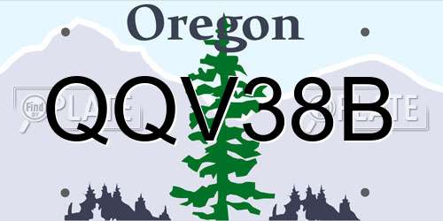 QQV38B Oregon License Plate