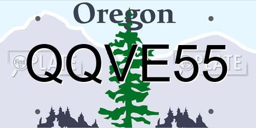 QQVE55 Oregon License Plate