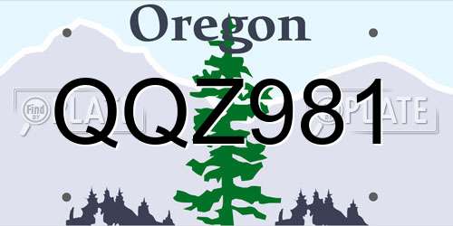 QQZ981 Oregon License Plate