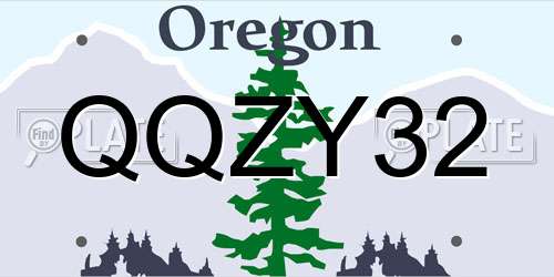 QQZY32 Oregon License Plate