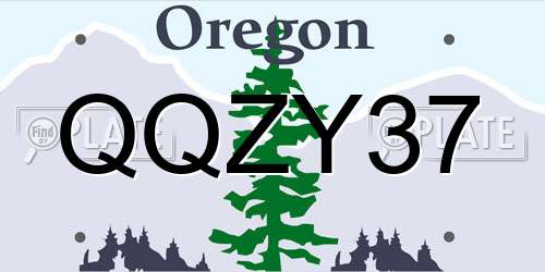 QQZY37 Oregon License Plate