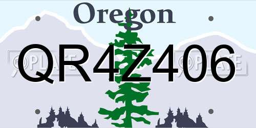 QR4Z406 Oregon License Plate