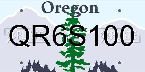 QR6S100 Oregon License Plate