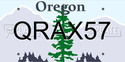QRAX57 Oregon License Plate