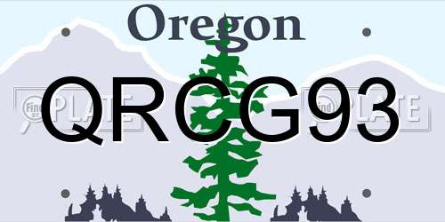 QRCG93 Oregon License Plate