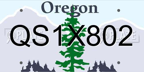 QS1X802 Oregon License Plate
