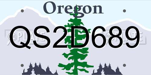 QS2D689 Oregon License Plate