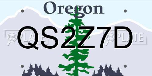 QS2Z7D Oregon License Plate