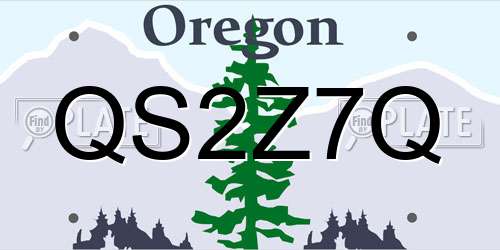 QS2Z7Q Oregon License Plate
