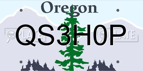 QS3H0P Oregon License Plate