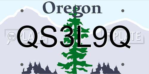 QS3L9Q Oregon License Plate