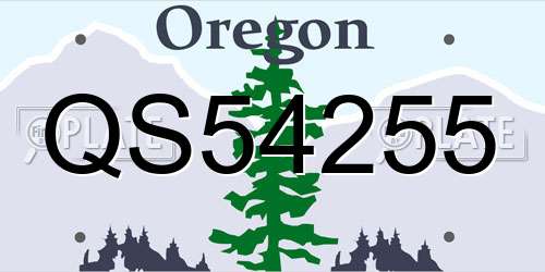 QS54255 Oregon License Plate