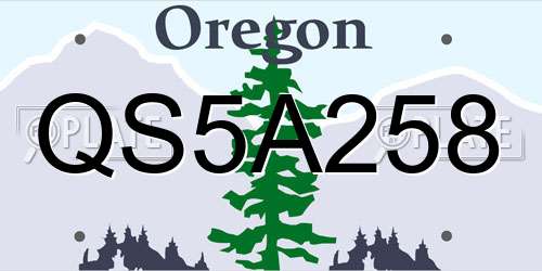 QS5A258 Oregon License Plate