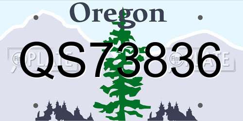 QS73836 Oregon License Plate