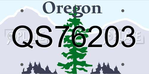 QS76203 Oregon License Plate