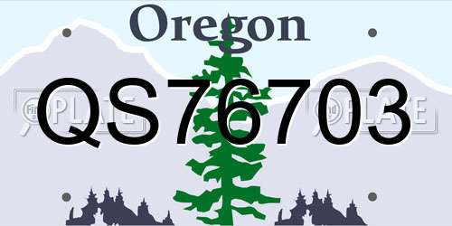 QS76703 Oregon License Plate