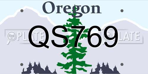 QS769 Oregon License Plate