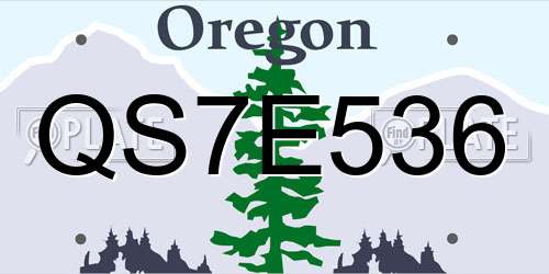 QS7E536 Oregon License Plate
