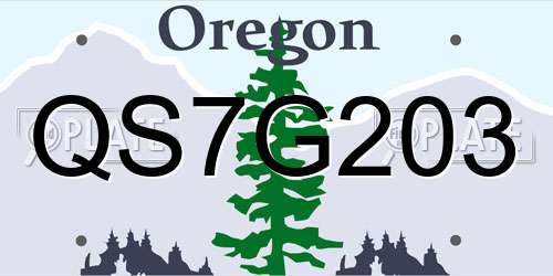QS7G203 Oregon License Plate