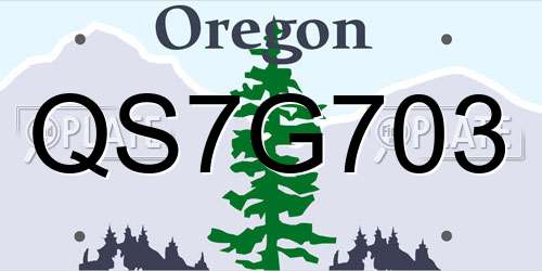 QS7G703 Oregon License Plate