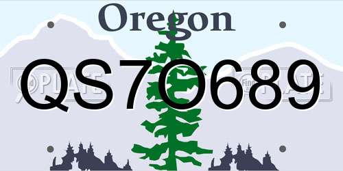 QS7O689 Oregon License Plate