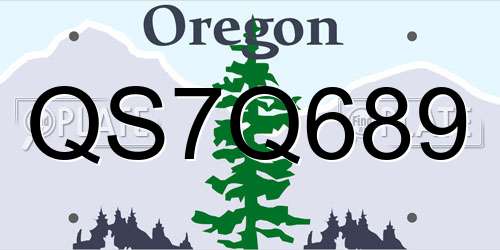 QS7Q689 Oregon License Plate