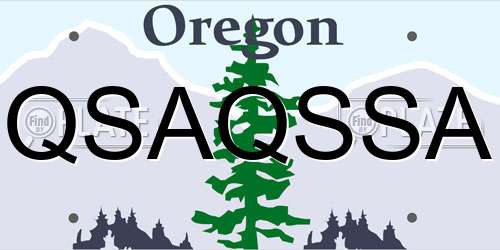 QSAQSSA Oregon License Plate