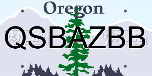 QSBAZBB Oregon License Plate