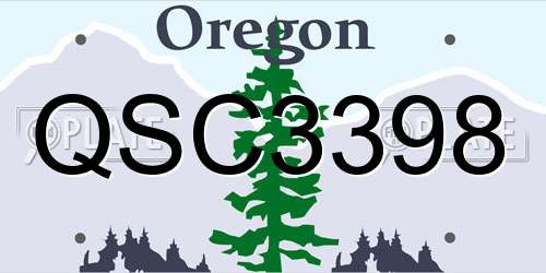 QSC3398 Oregon License Plate