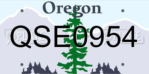 QSE0954 Oregon License Plate