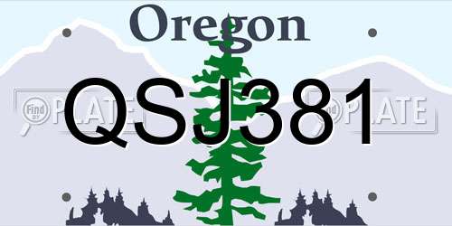QSJ381 Oregon License Plate