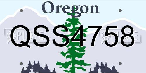 QSS4758 Oregon License Plate